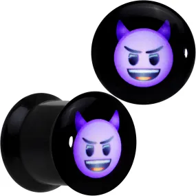 00 Gauge Licensed Purple Devil emoji Acrylic Double Flare Plug Set