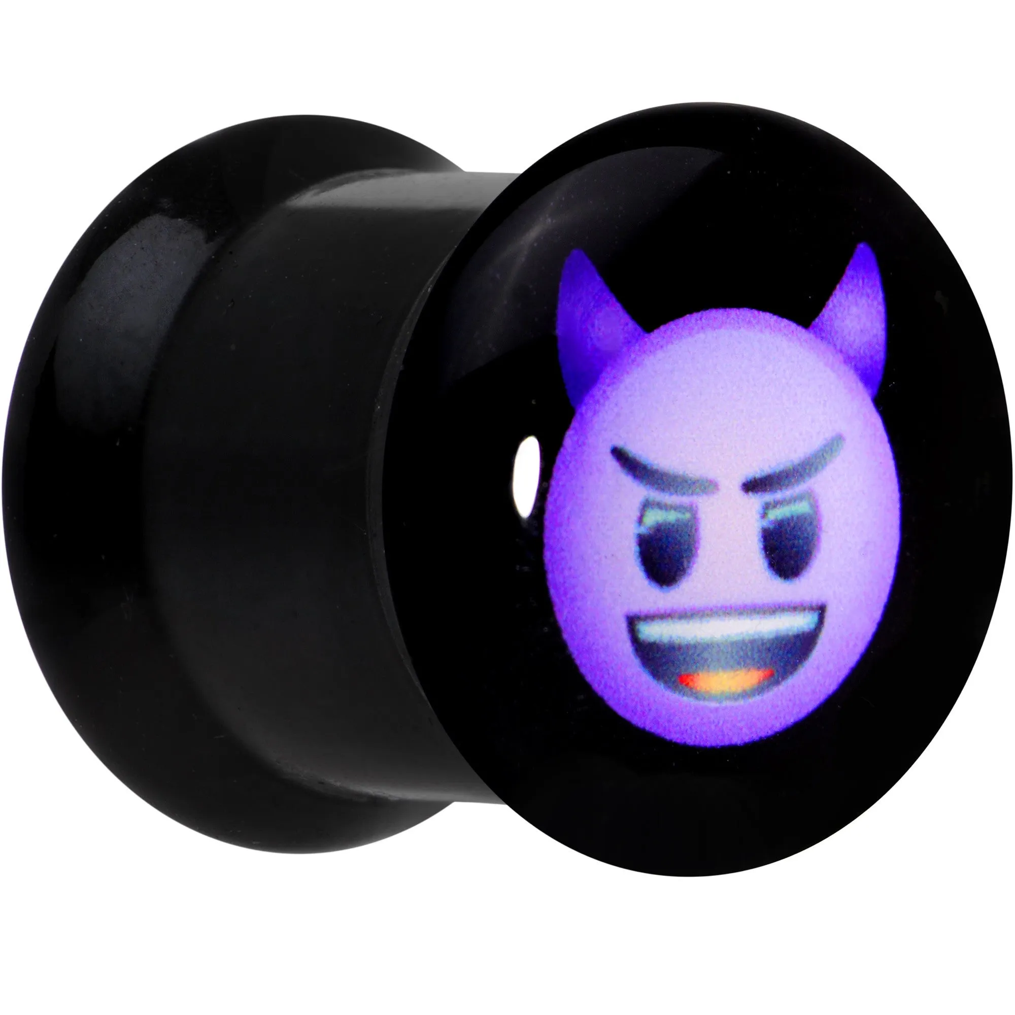 00 Gauge Licensed Purple Devil emoji Acrylic Double Flare Plug Set