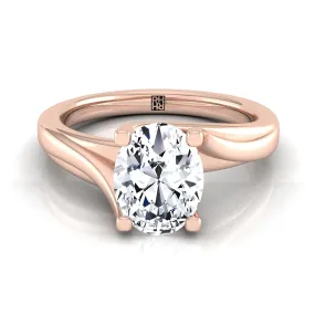 14K Rose Gold Oval  Twisted Bypass Solitaire Engagement Ring