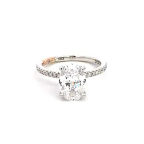 14K White And Rose Gold Classic Oval Center Engagement Ring