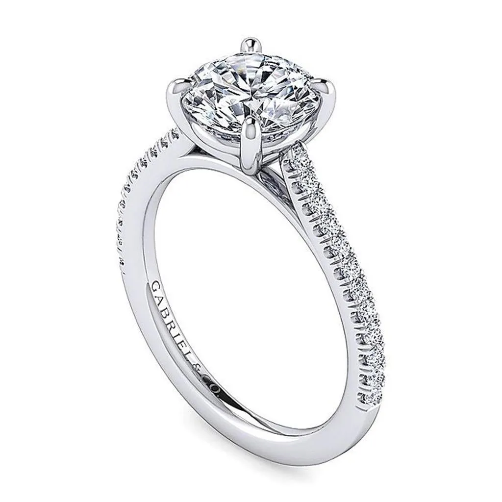 14K White Gold 'Abbie' Classic Round Diamond Engagement Ring