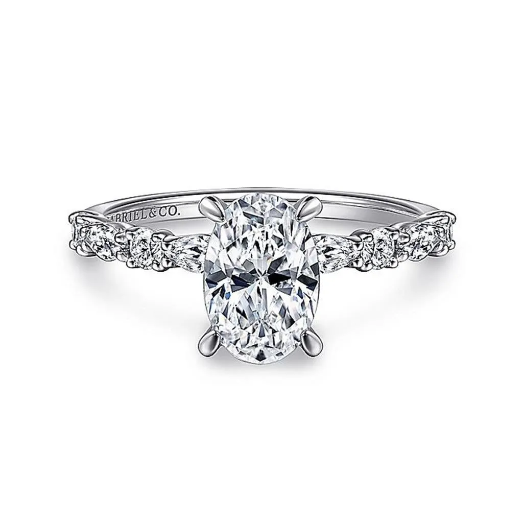 14K White Gold 'Juliet' Classic Oval Diamond Engagement Ring