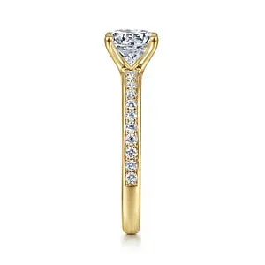 14K Yellow Gold Round Diamond Engagement Ring-MEGAN