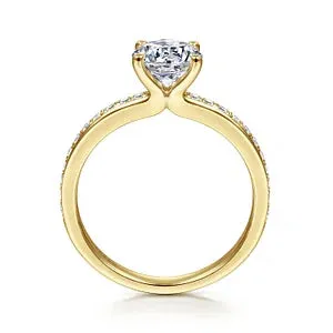 14K Yellow Gold Round Diamond Engagement Ring-MEGAN