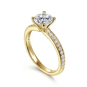 14K Yellow Gold Round Diamond Engagement Ring-MEGAN