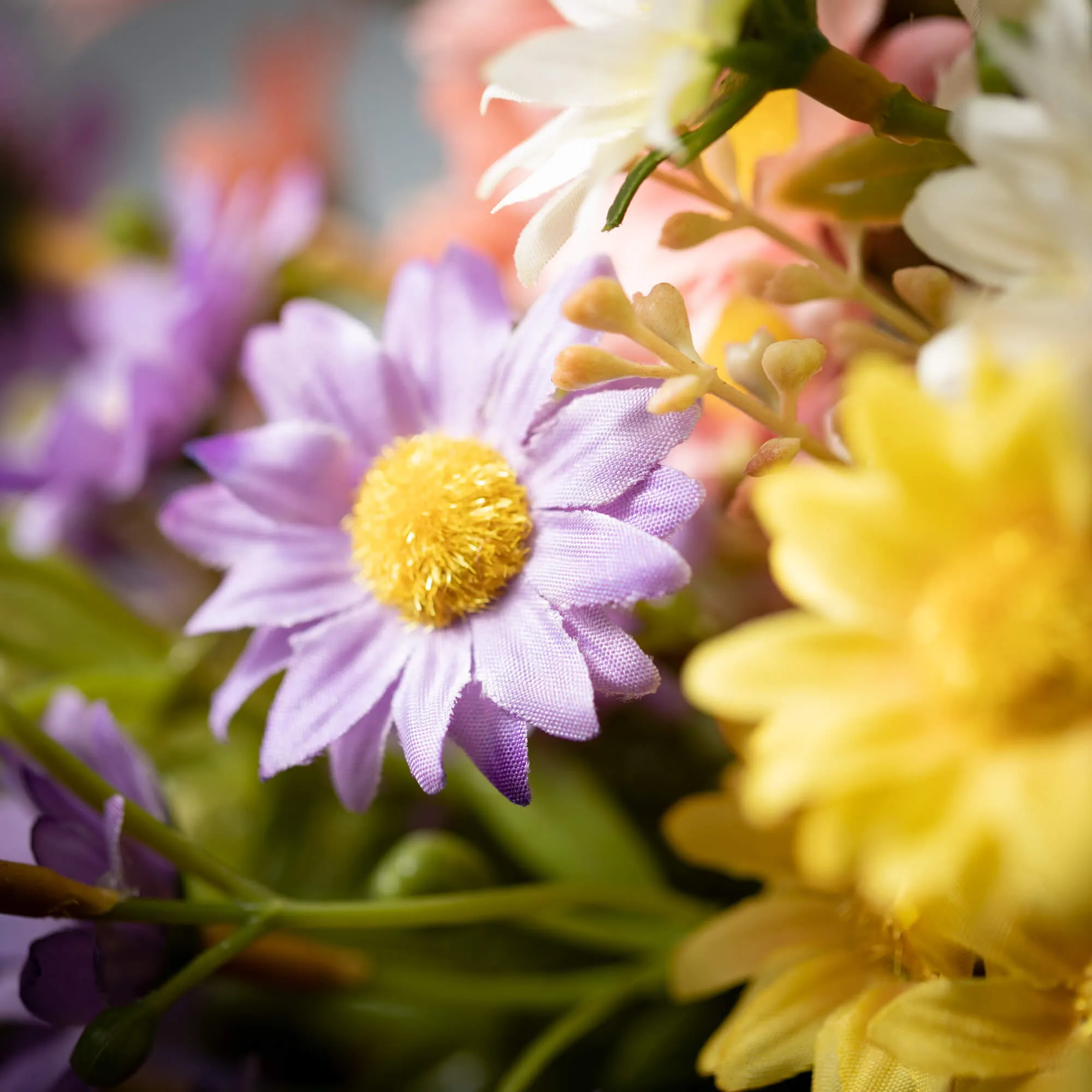 19.5"H Sullivans Cheery-Colored Daisy Bushes Set of 4, Multicolored