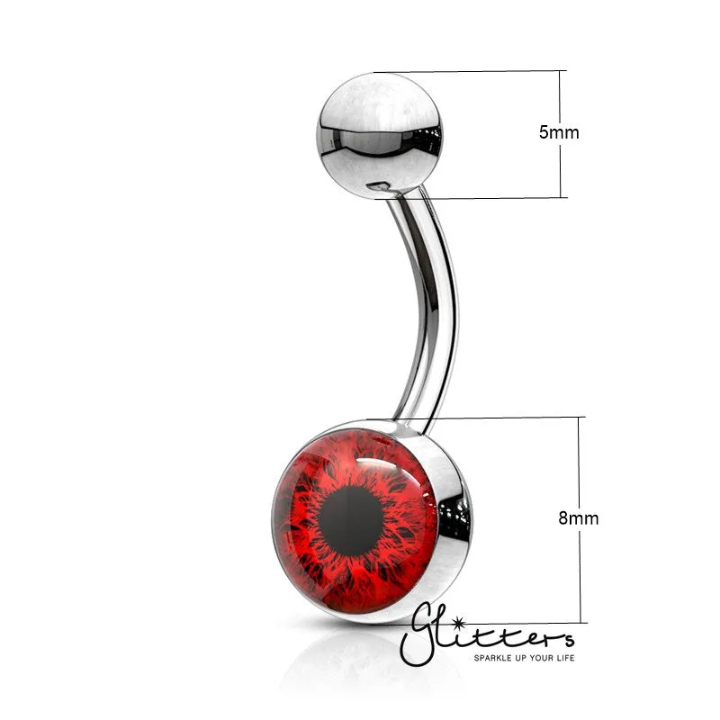 316L Surgical Steel Eye Inlaid Belly Button Navel Ring - Red