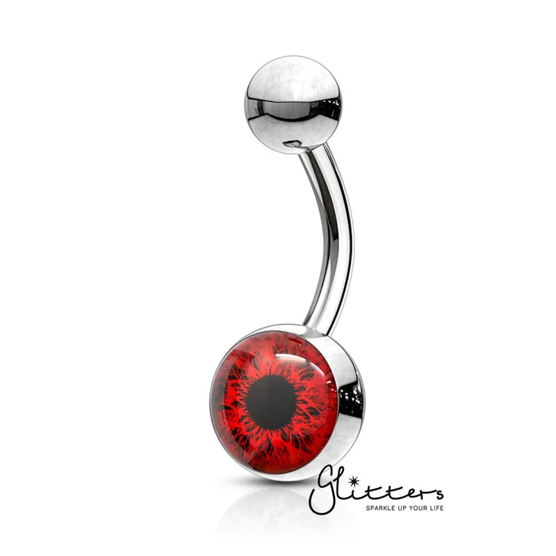 316L Surgical Steel Eye Inlaid Belly Button Navel Ring - Red