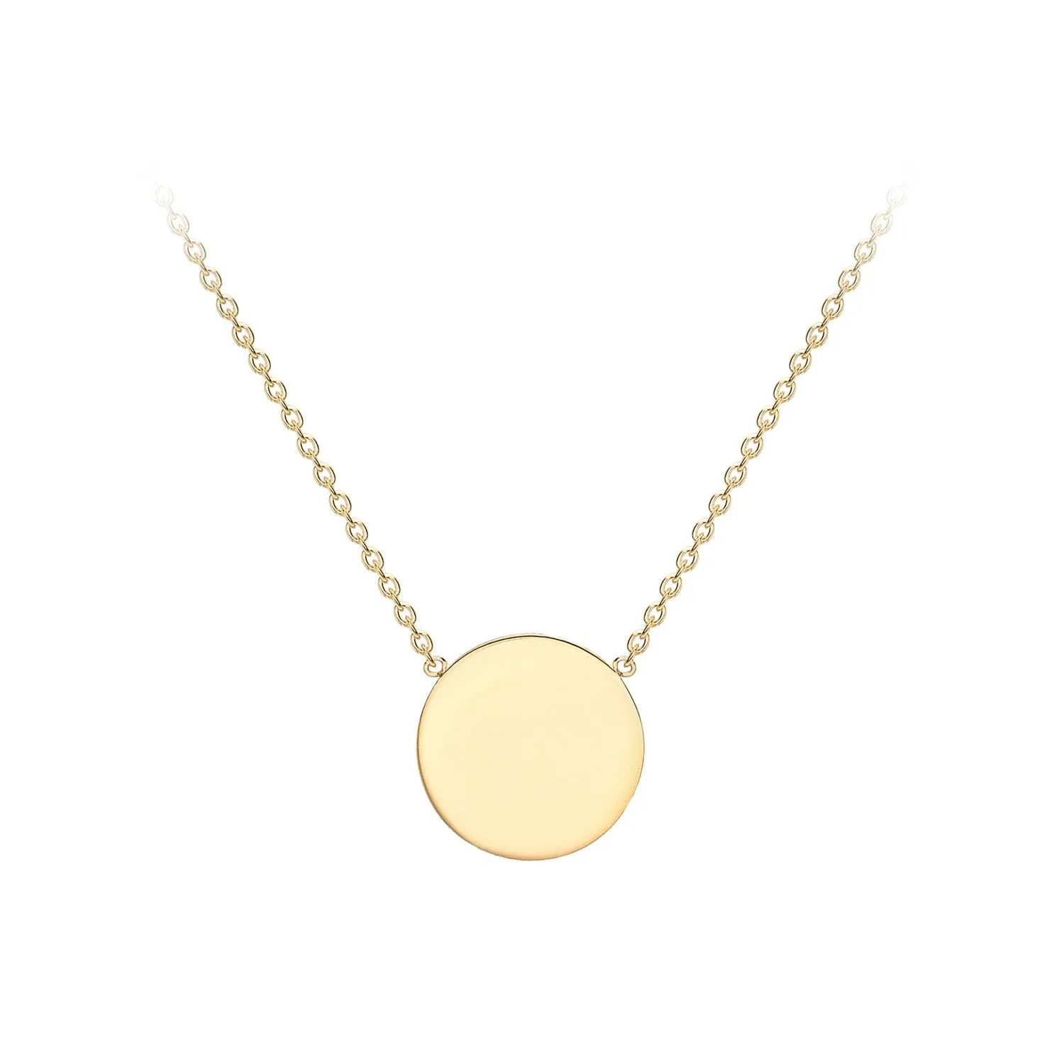 9K Yellow Gold Solid Disc Necklace 41 2cm