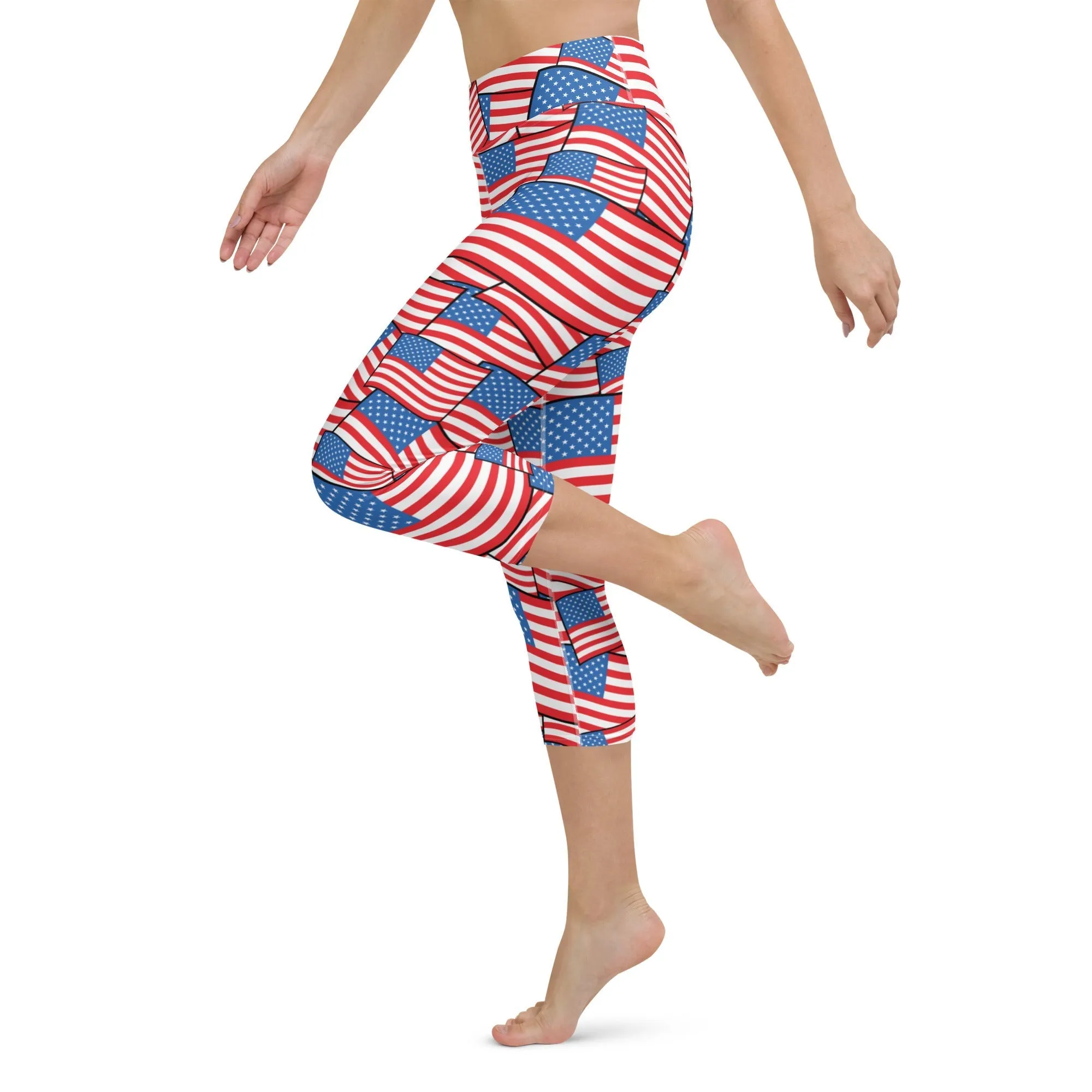 American Flag Pattern Yoga Capris