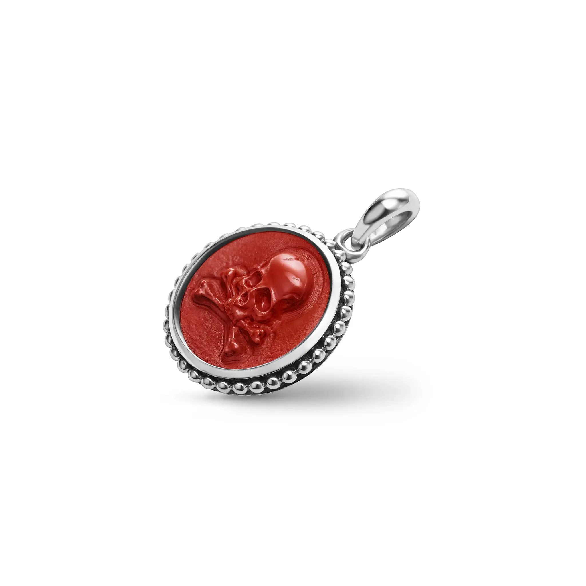 Anthem Small Red Jasper Skull Crossbone Amulet