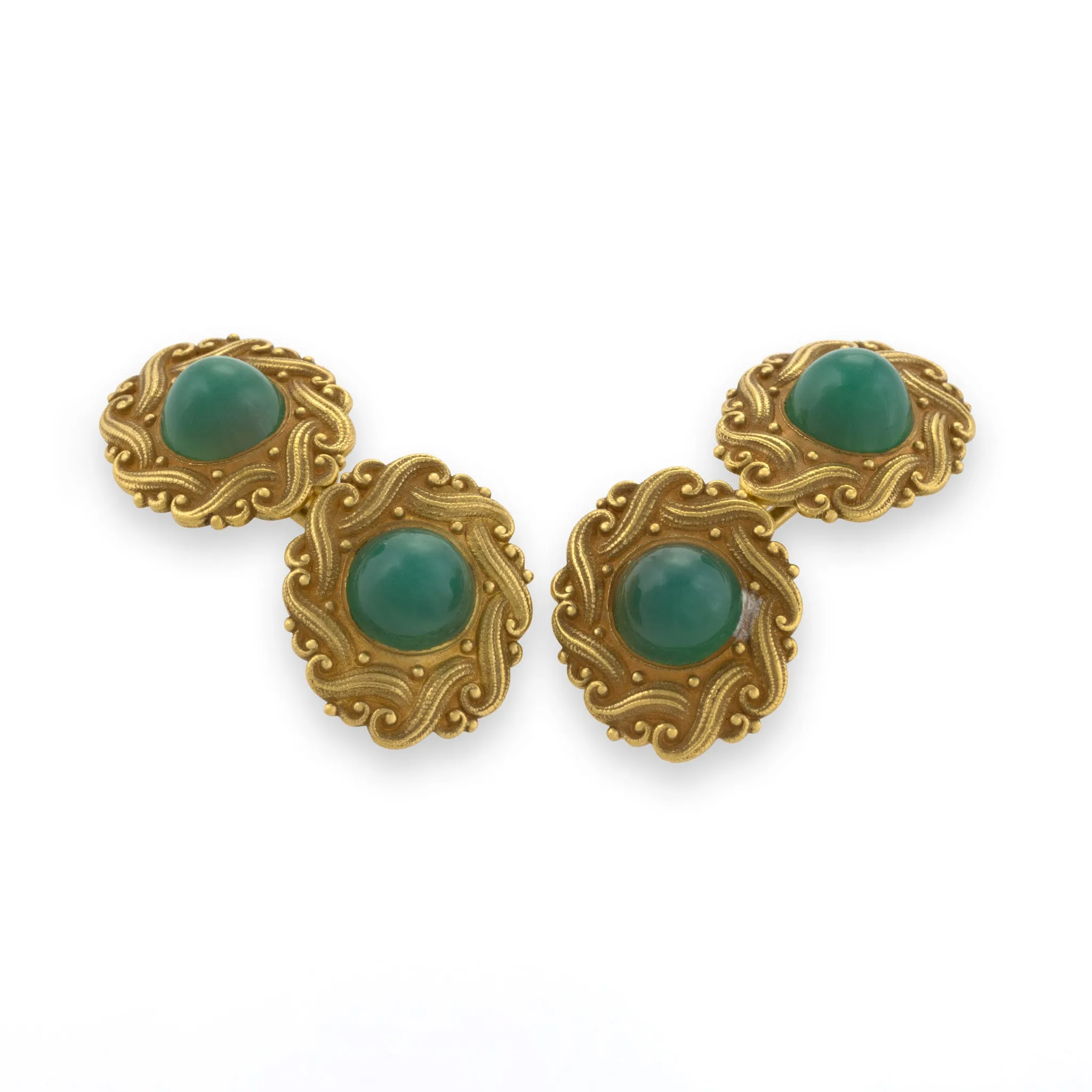 Art Nouveau Chrysoprase Cuff Links