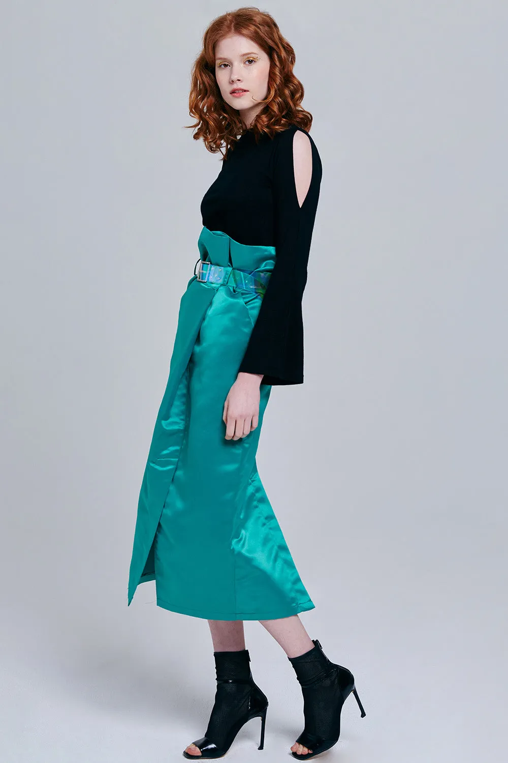 Bailey Silky Midi Skirt with Belt