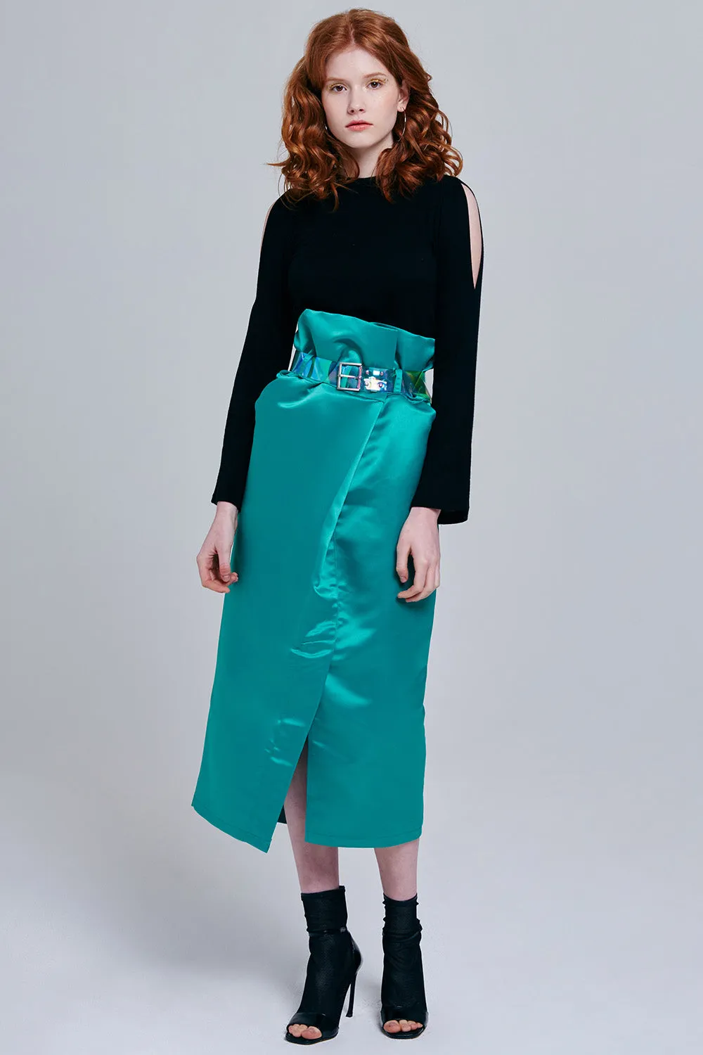 Bailey Silky Midi Skirt with Belt