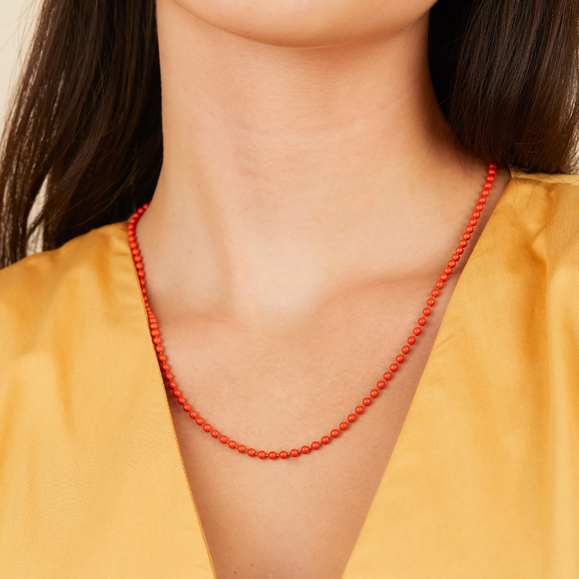 Ball Chain Necklace, Orange