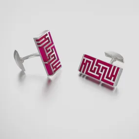 Ban Zu Cufflinks - Sterling Silver - Jade Red