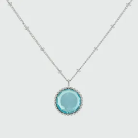 Barcelona Silver March Blue Topaz Birthstone Necklace