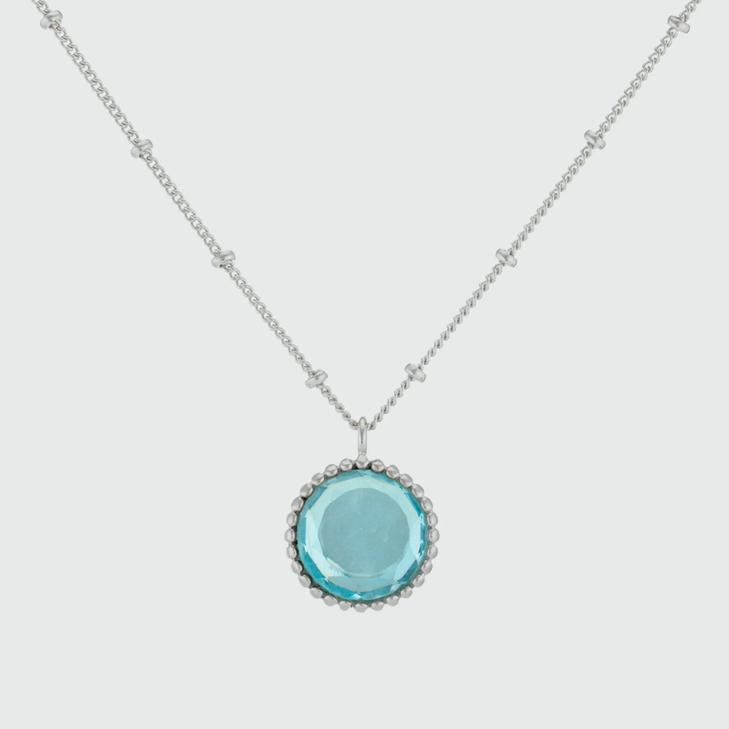 Barcelona Silver March Blue Topaz Birthstone Necklace