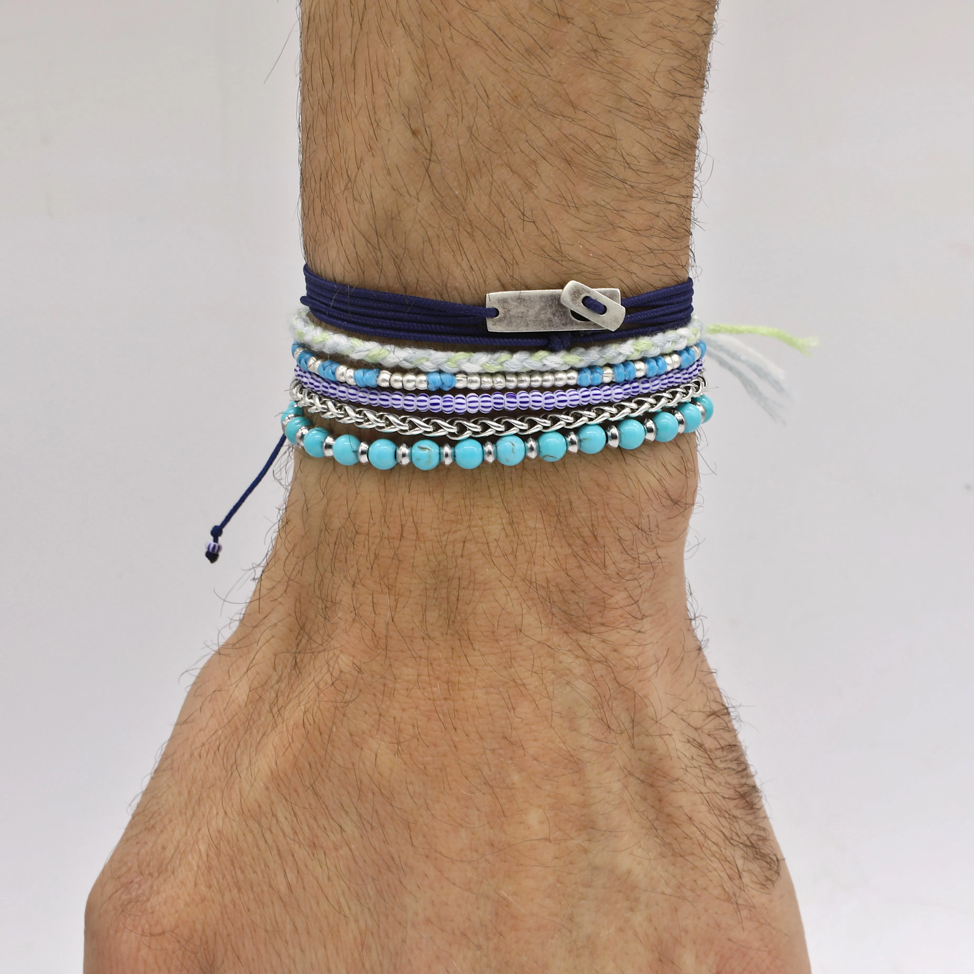 Beaded Bracelet With Turquoise and Silver Beads