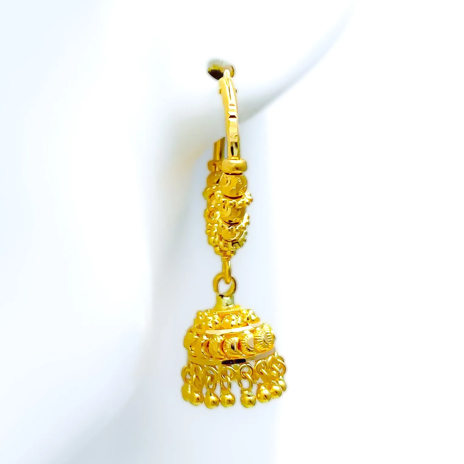 Beautiful Alternating 22K Gold Chandelier Earrings