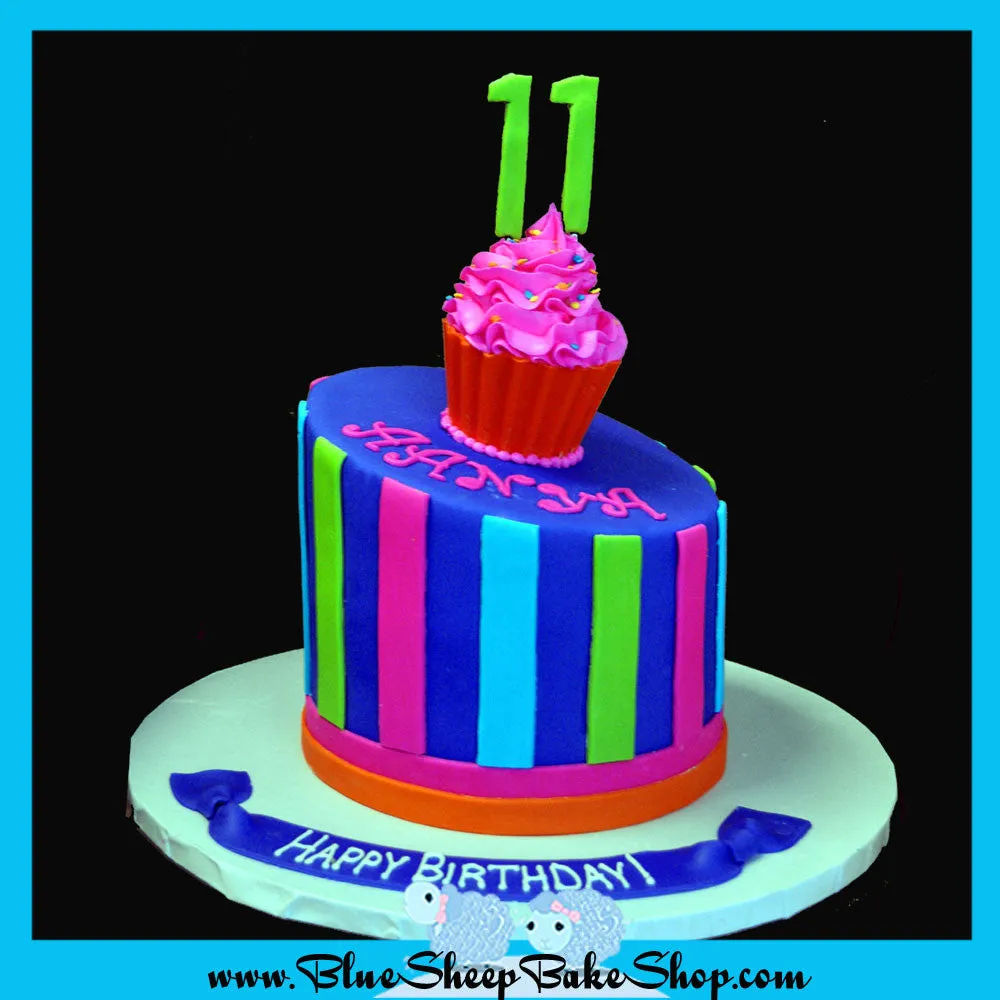 Birthday Cake with Cupcake Topper