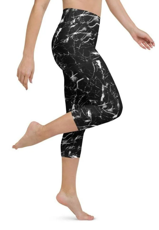 Black Marble Yoga Capris