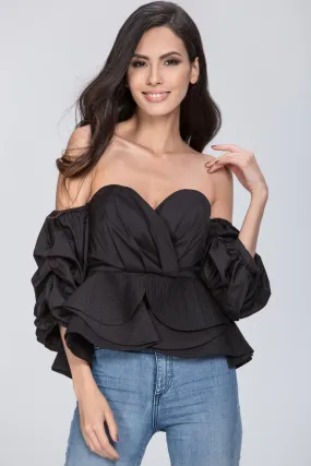 Black Off The Shoulder Love Me Too Top