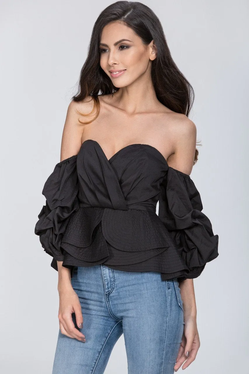 Black Off The Shoulder Love Me Too Top