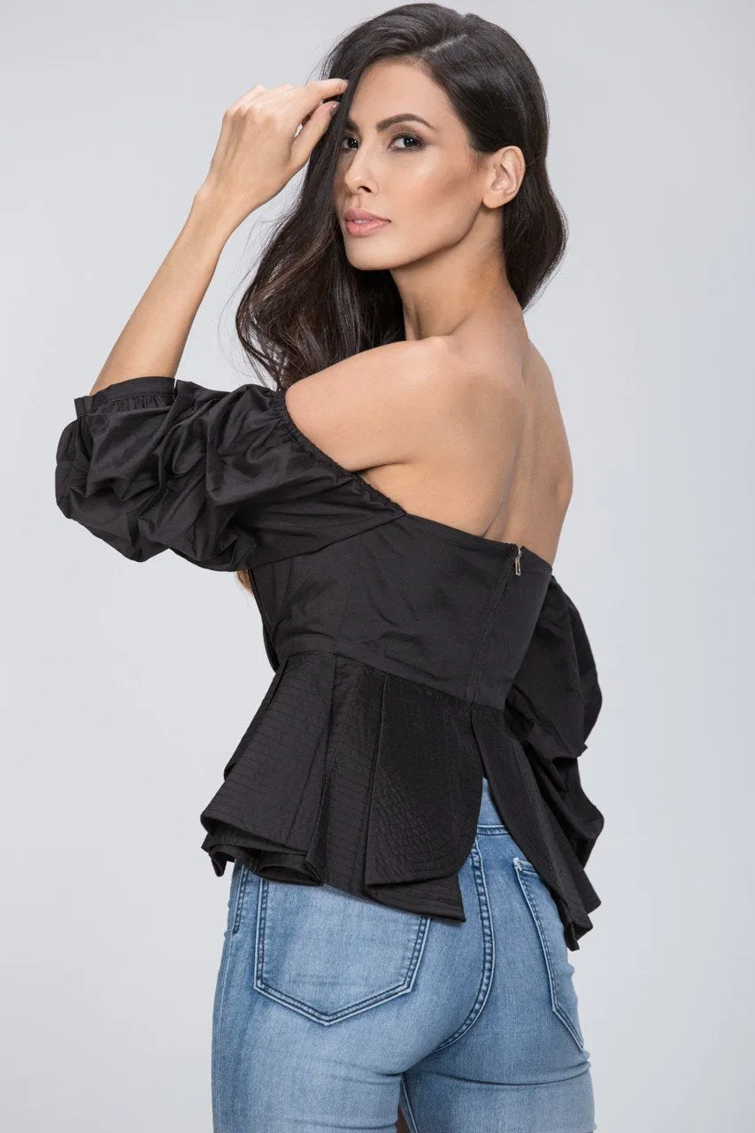 Black Off The Shoulder Love Me Too Top