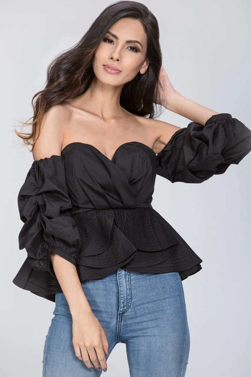 Black Off The Shoulder Love Me Too Top