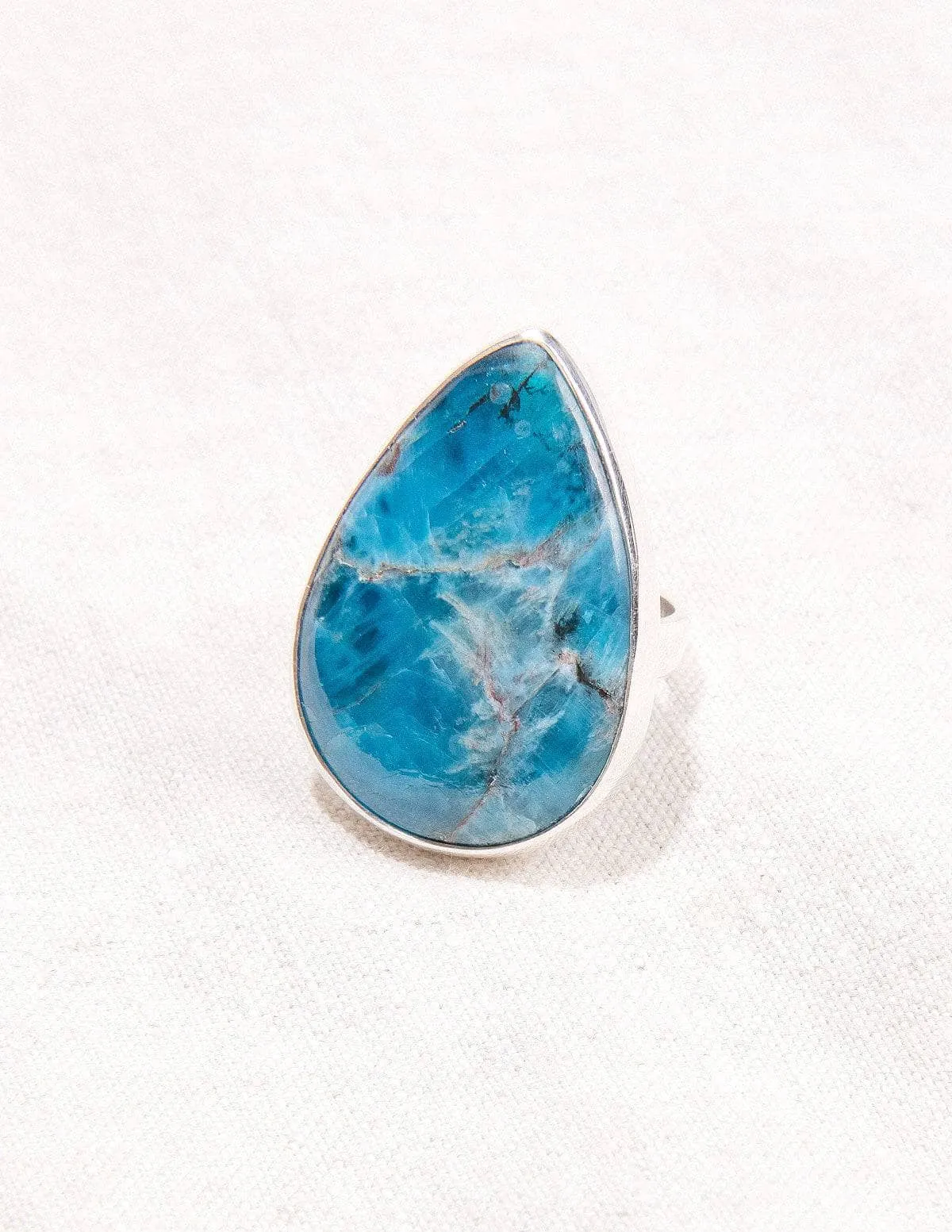 Blue Apatite Teardrop Ring - Adjustable