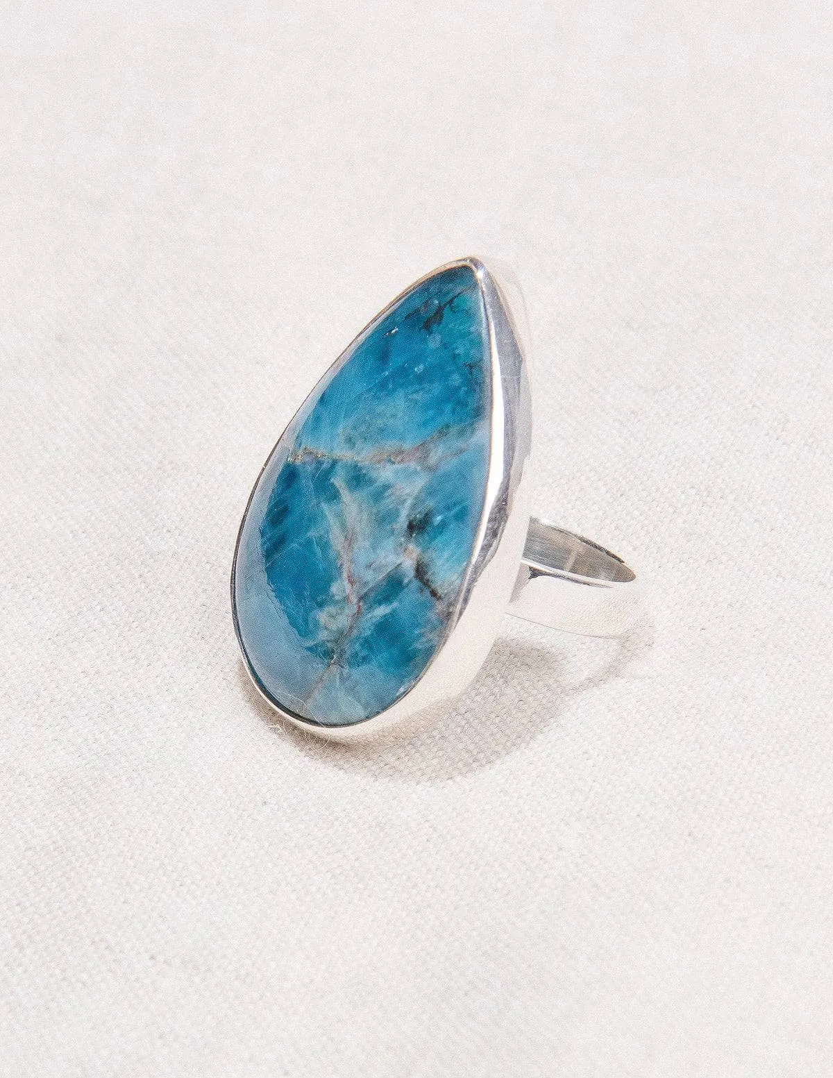 Blue Apatite Teardrop Ring - Adjustable