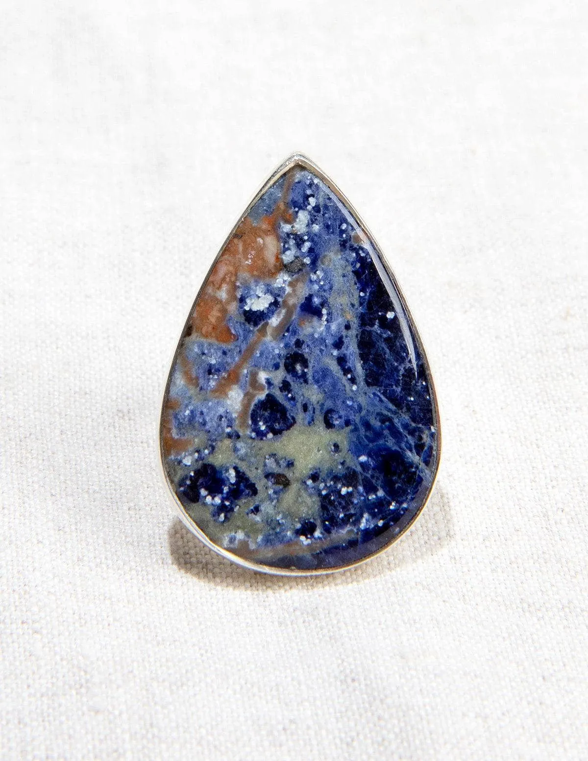 Blue Sodalite Gemstone Ring - Adjustable Sizes 7-9