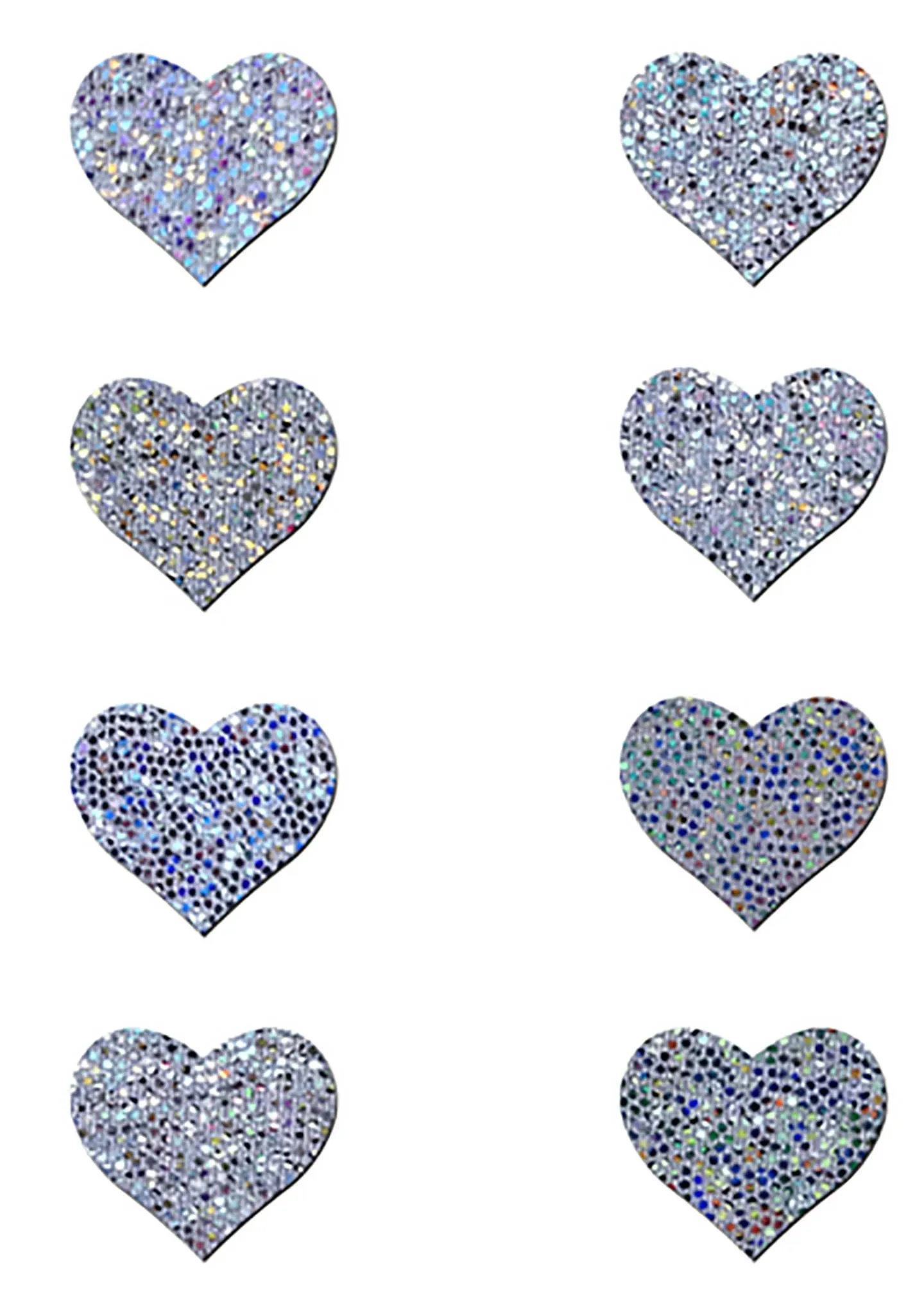 Body Minis Silver Glitter Heart Nipple & Body Pasties 8PK Set