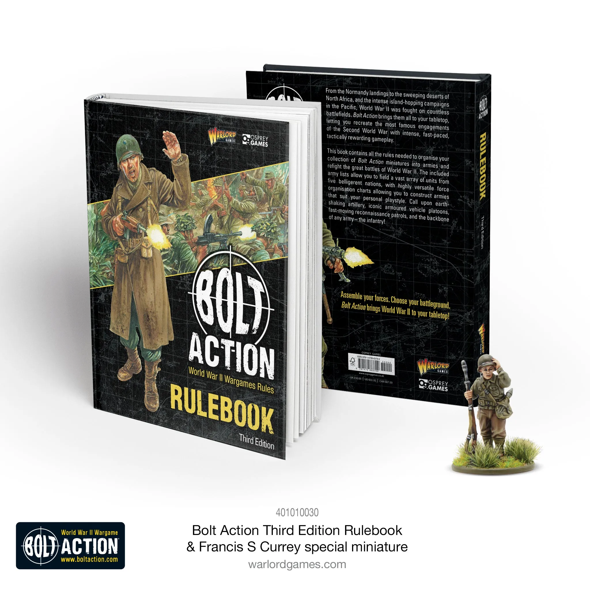 Bolt Action: Third Edition Rulebook with Francis S. Currey Special Miniature