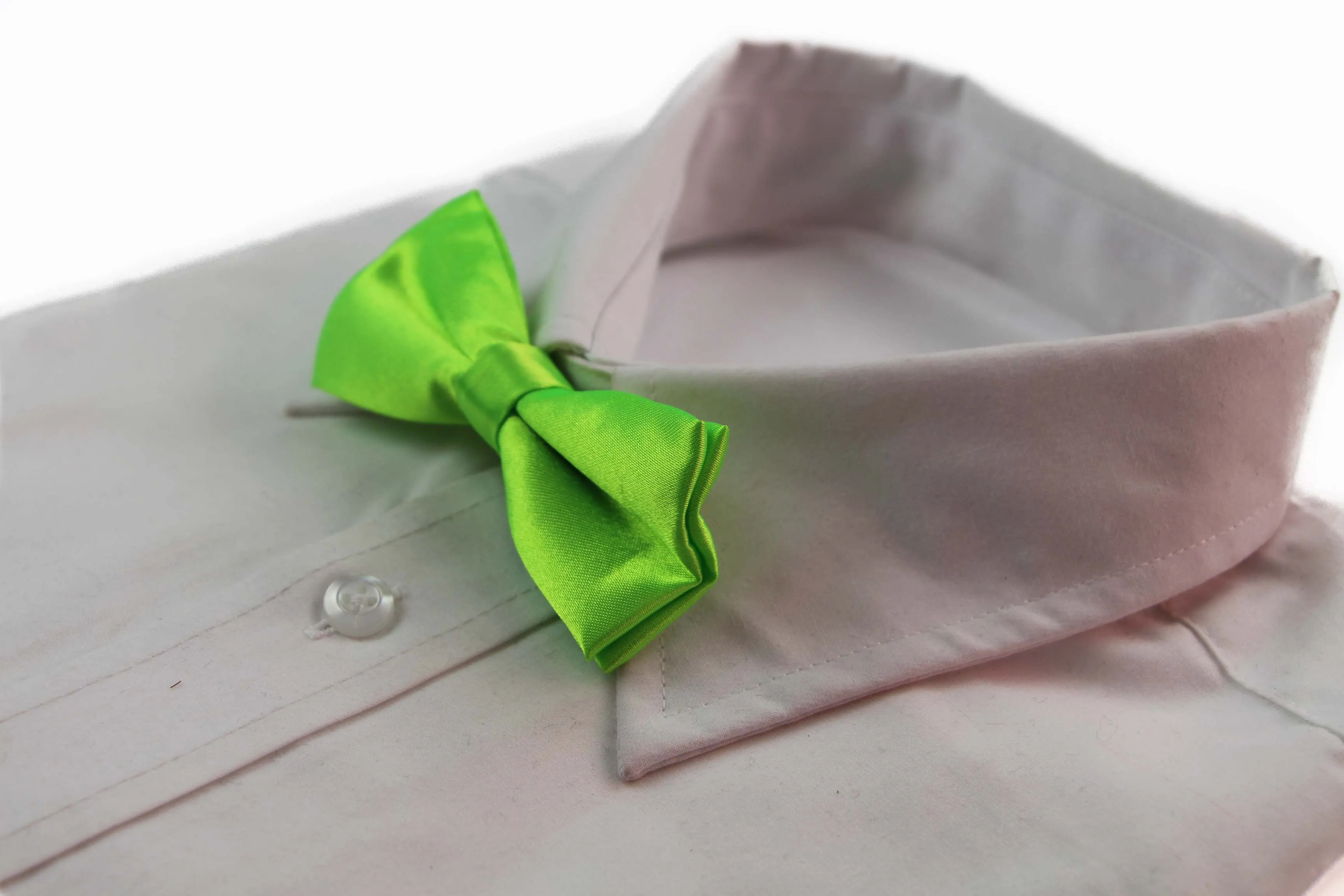 Boys Fluro Green Plain Bow Tie