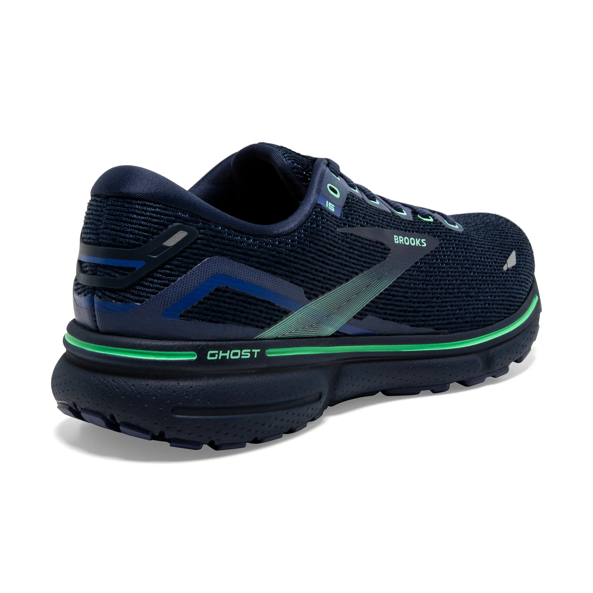 Brooks Men's 110393 428 Ghost 15 Crown Blue Black Green Cushion Neutral Running Shoes