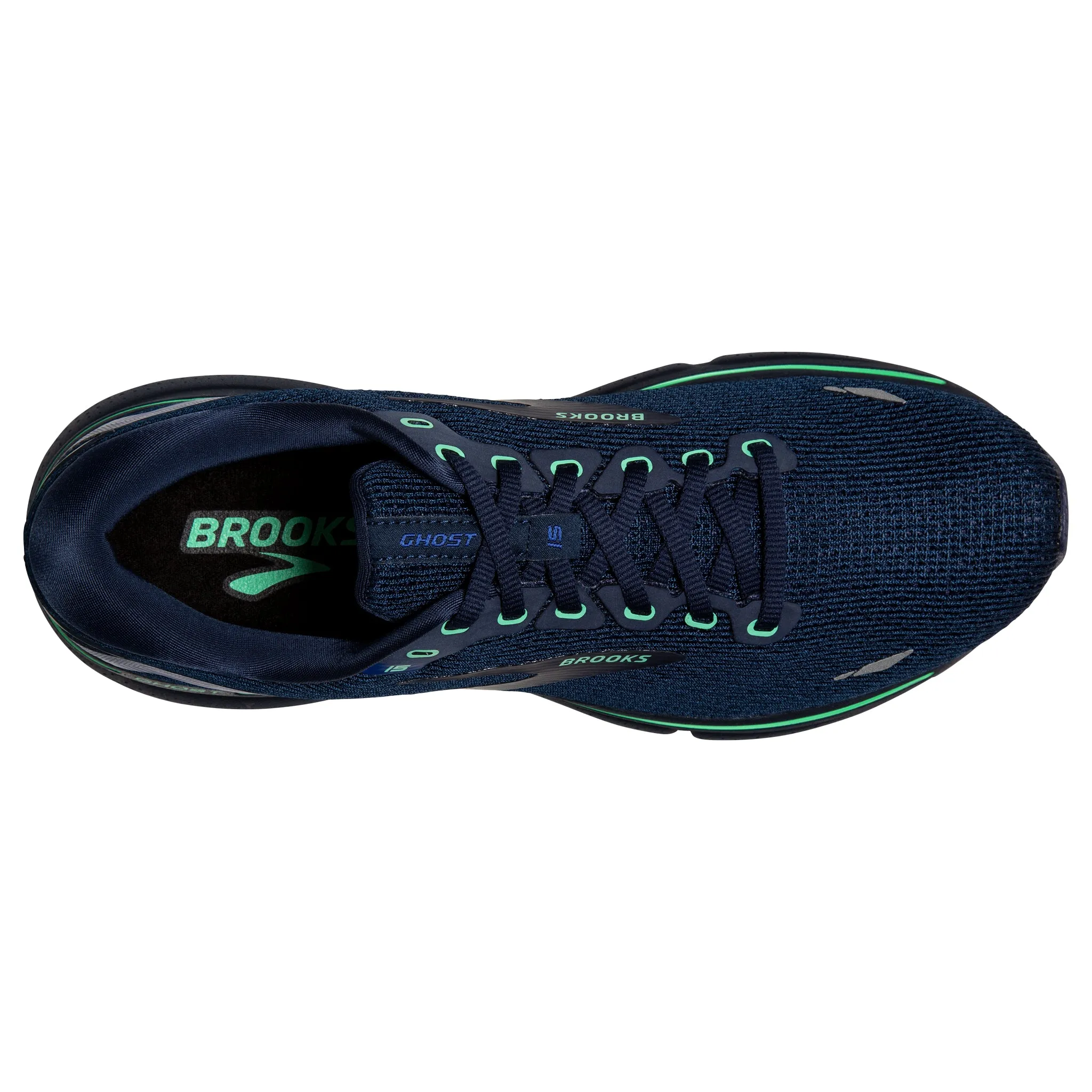 Brooks Men's 110393 428 Ghost 15 Crown Blue Black Green Cushion Neutral Running Shoes