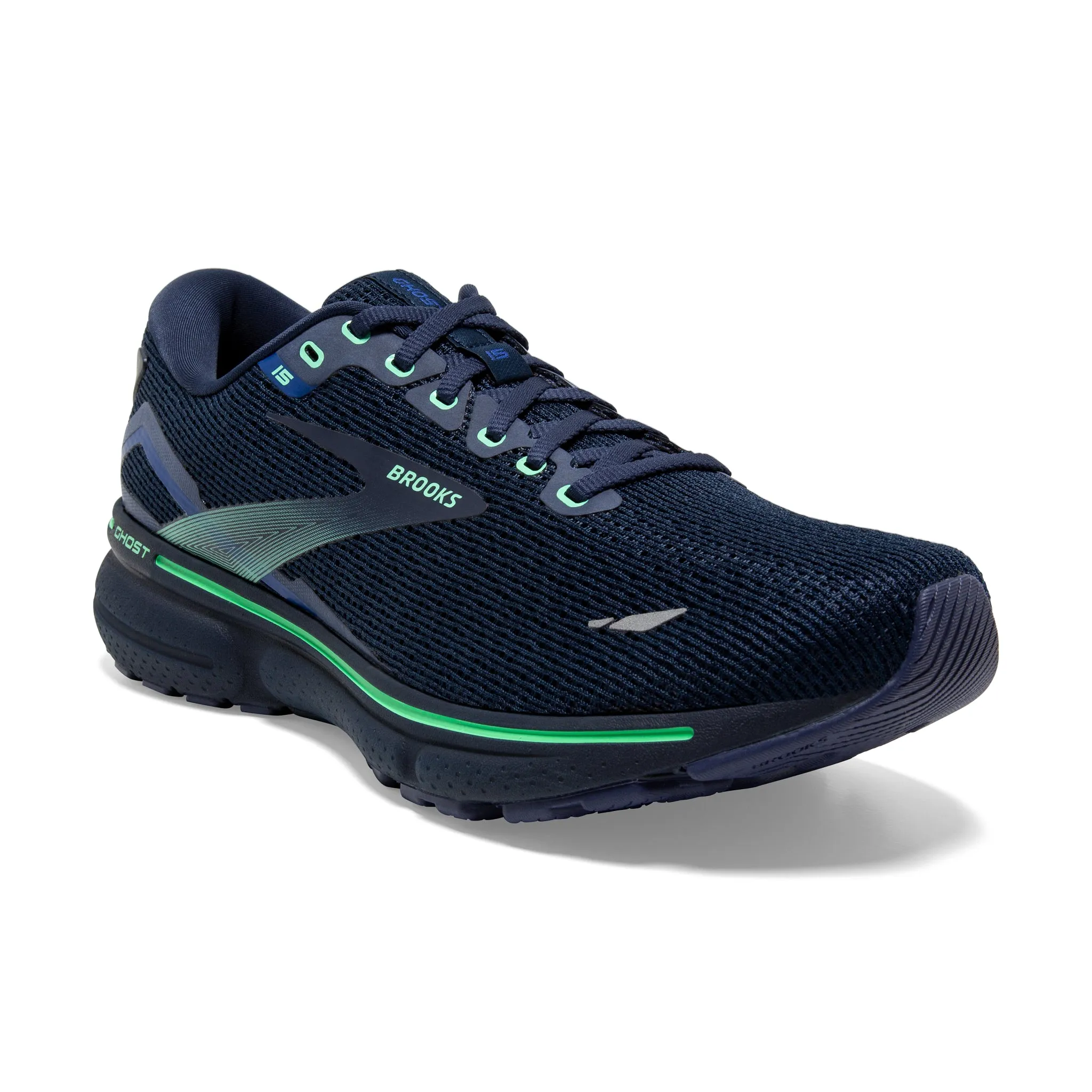 Brooks Men's 110393 428 Ghost 15 Crown Blue Black Green Cushion Neutral Running Shoes