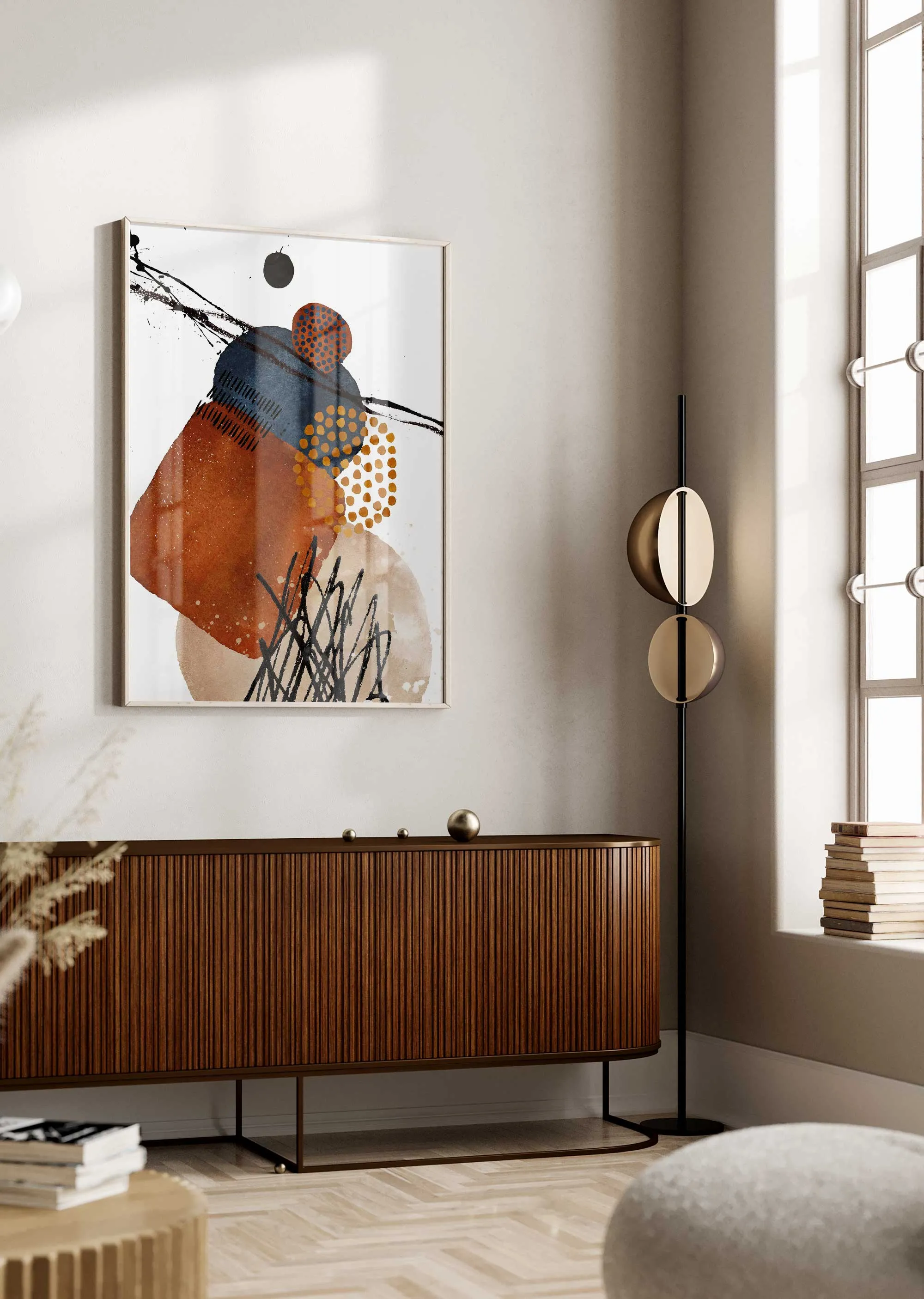 Burnt Orange Abstract Wall Art Print (3)