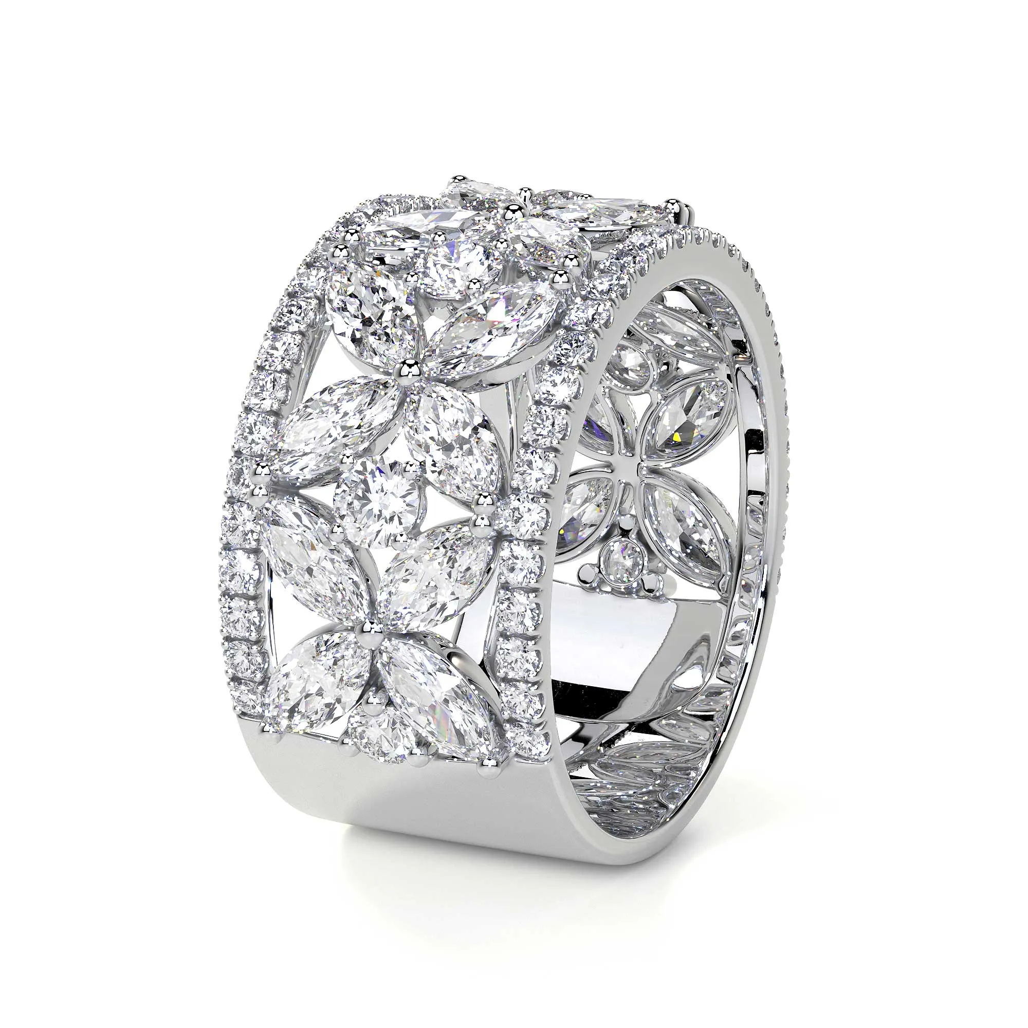 Butterfly Cluster Diamond Ring, 3.8 CT