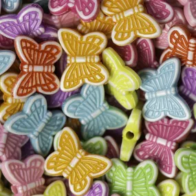 Butterfly Pastel Plastic Beads | Size : 14mm