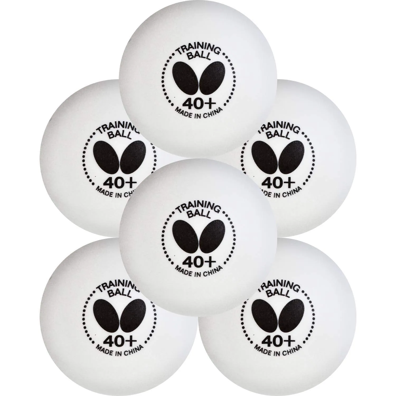 Butterfly Trinning 40 Plus Table Tennis Balls, Pack Of 6 - White