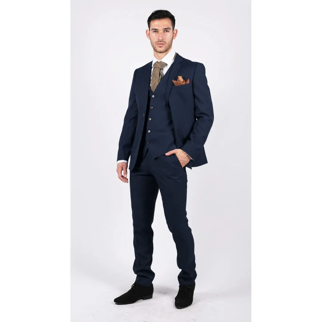 Calvin - Men's Navy 3 Piece Suit Formal Classic Wedding