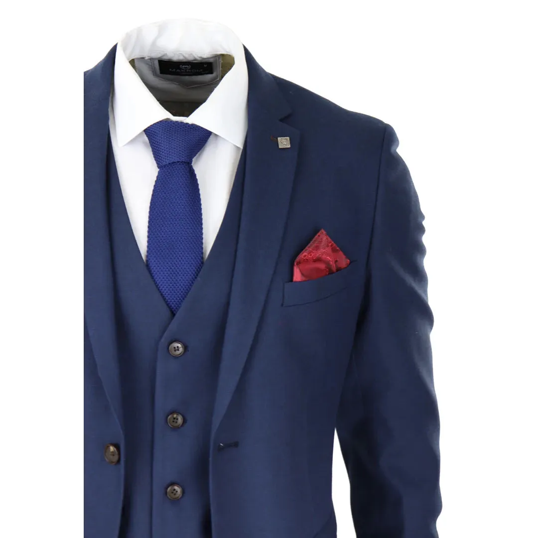 Calvin - Men's Navy 3 Piece Suit Formal Classic Wedding