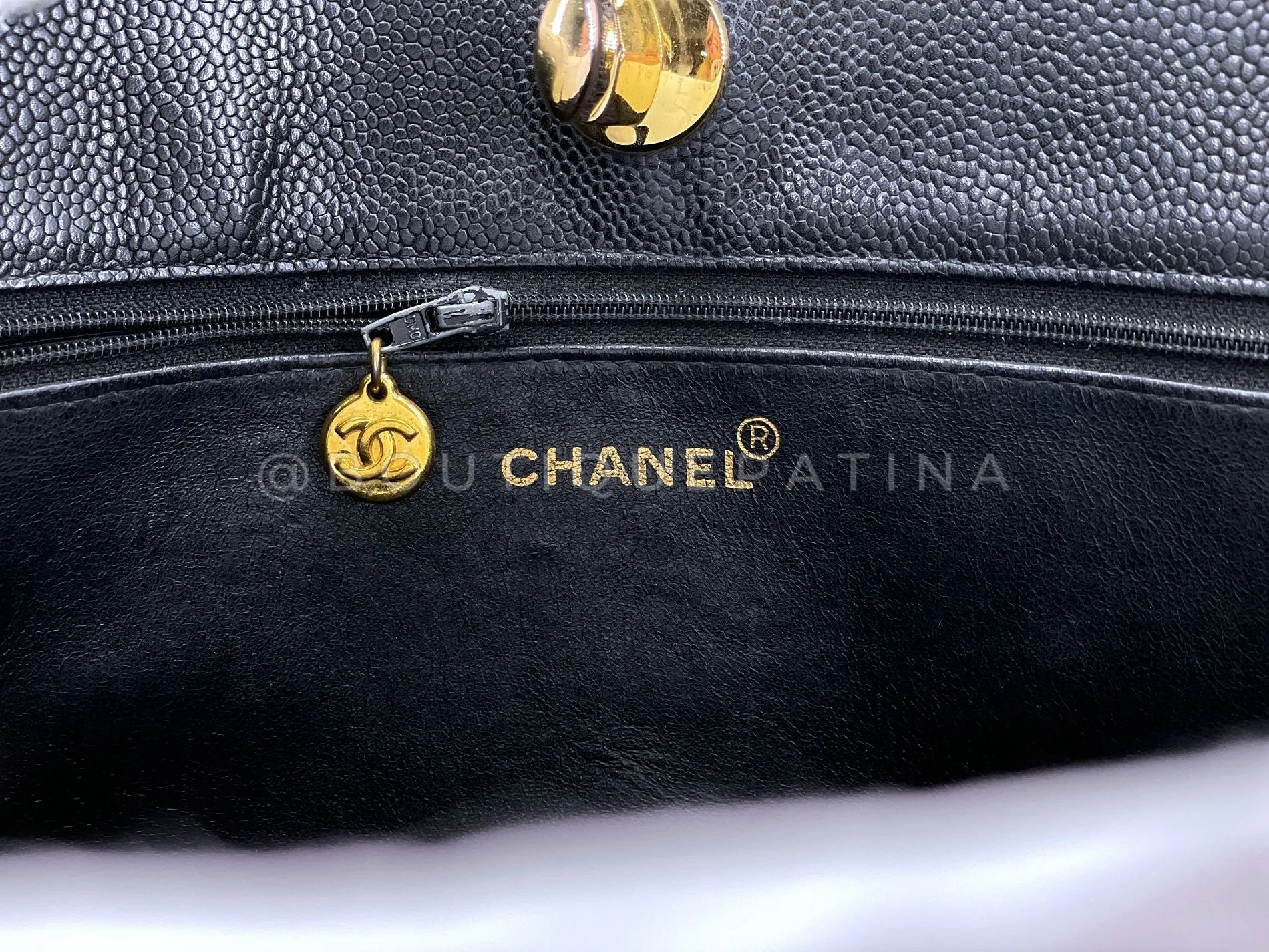 Chanel 1995 Vintage Black Caviar Large CC Timeless Shopper Tote Bag 24k GHW K1U