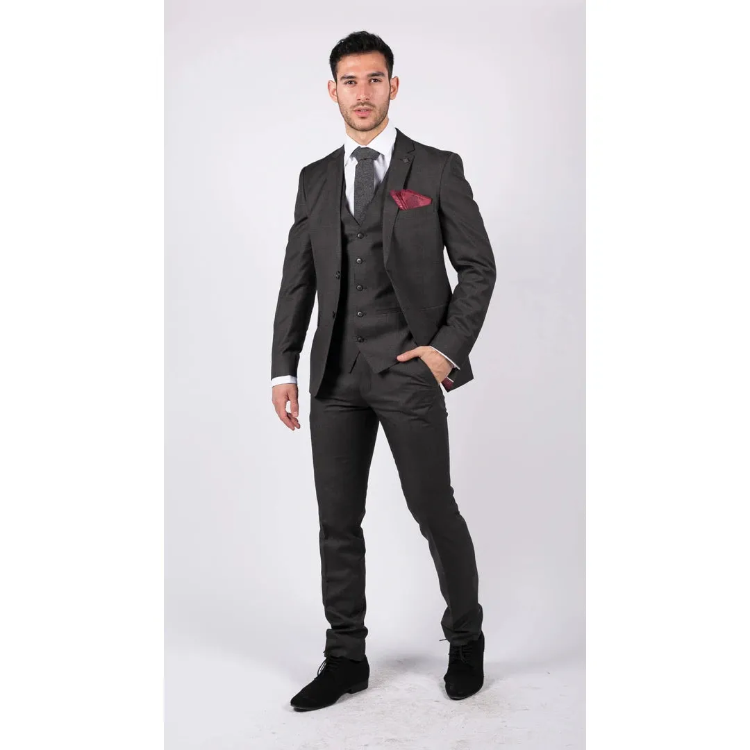 Charles - Men's Dark Grey Charcoal 3 Piece Suit Summer Wedding Prom