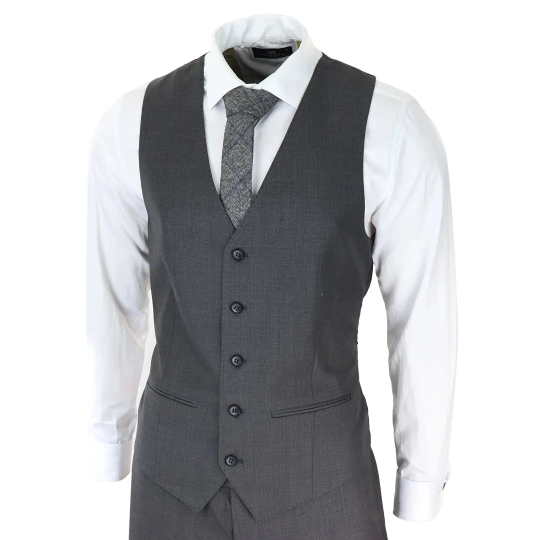 Charles - Men's Dark Grey Charcoal 3 Piece Suit Summer Wedding Prom