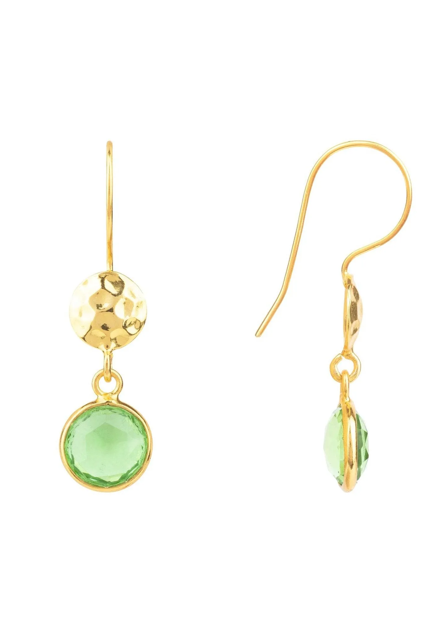 Circle & Hammer Earrings Gold Peridot