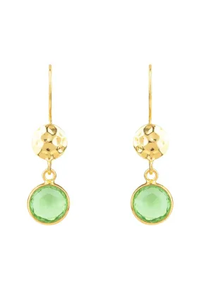 Circle & Hammer Earrings Gold Peridot